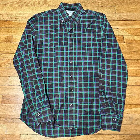 LEDBURY Other - Ledbury Mens Brown Green Plaid Long Sleeve Button Down Size 15.5